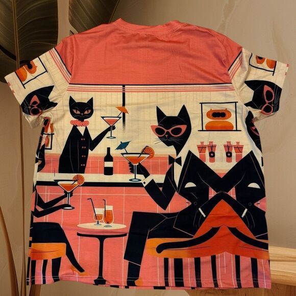 Cute Whimsical Sophisticated Cats In A Lounge Size 2XL - Picture 2 of 6